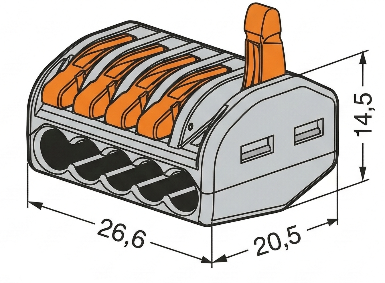 SVORKA WAGO 222-415 5X2,5 ORANZ. PACKA