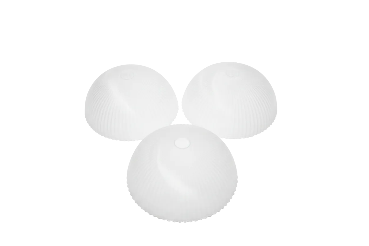 Frosted glass lamp shades on white background