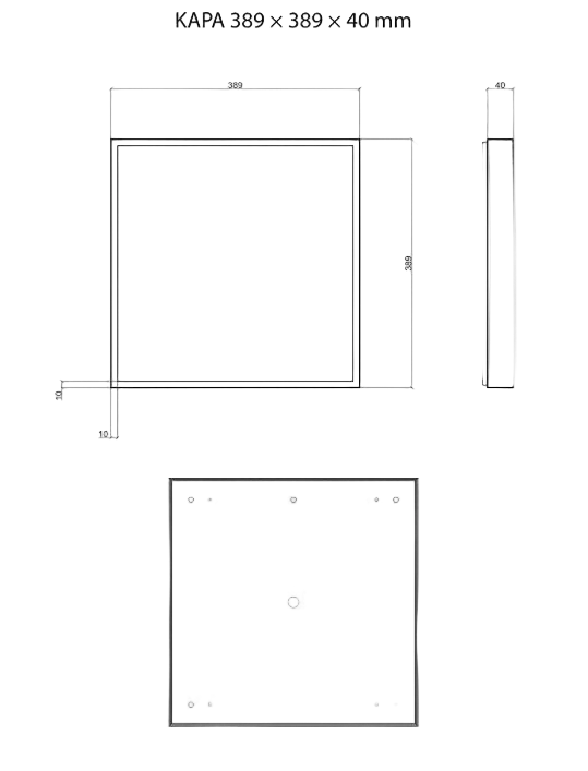 LED KAPA 389x389x40mm 38W Přisazená svítidla