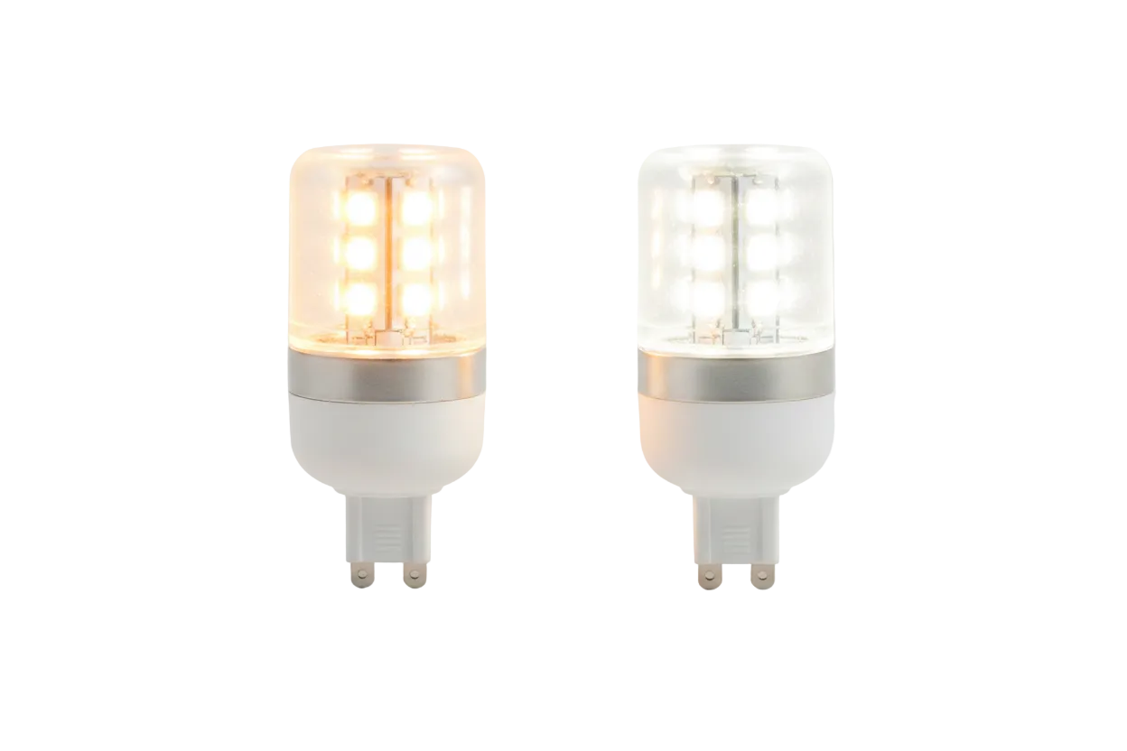 Dvě identické LED G9 žárovky 3000K a 4500K