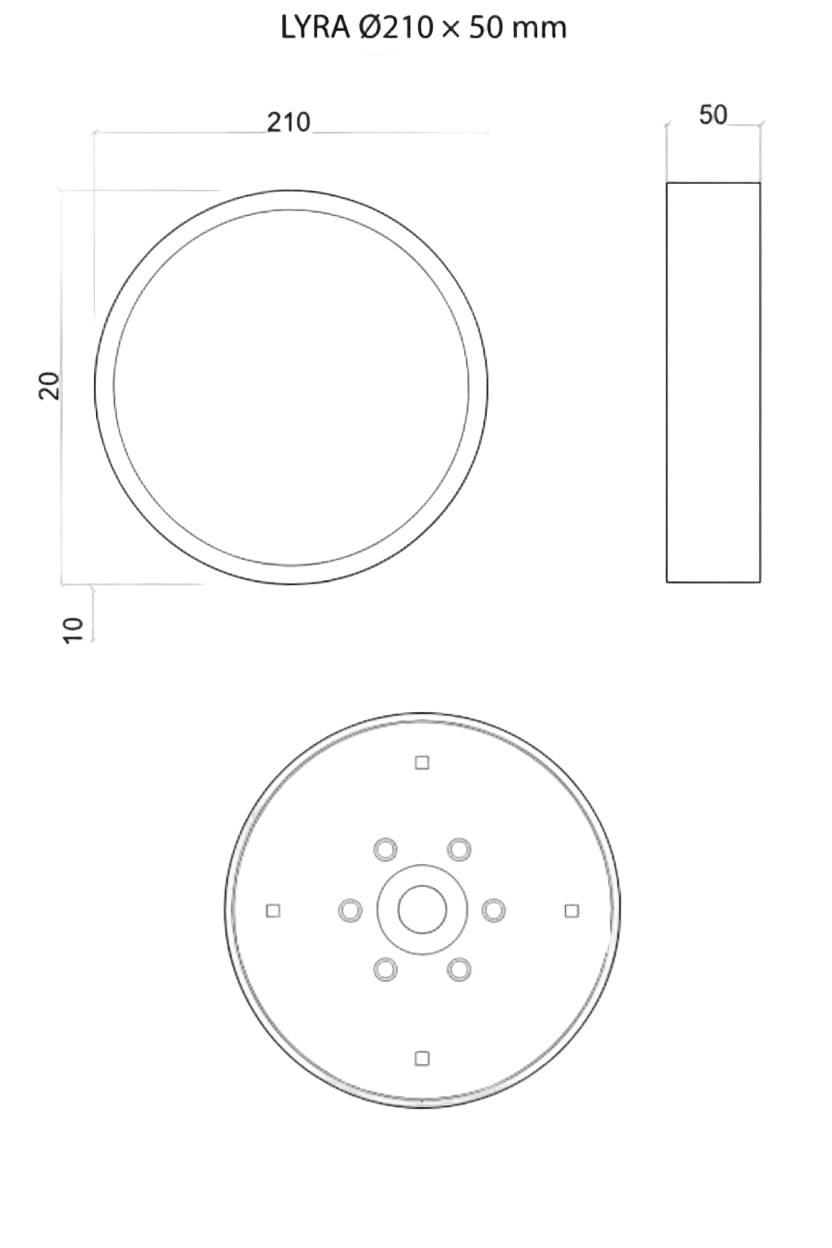 LED LYRA Ø210x50mm -17W Přisazená svítidla