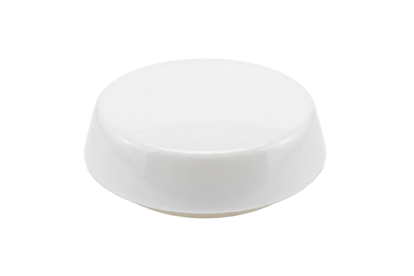 Round white opal glass lamp shade on white background