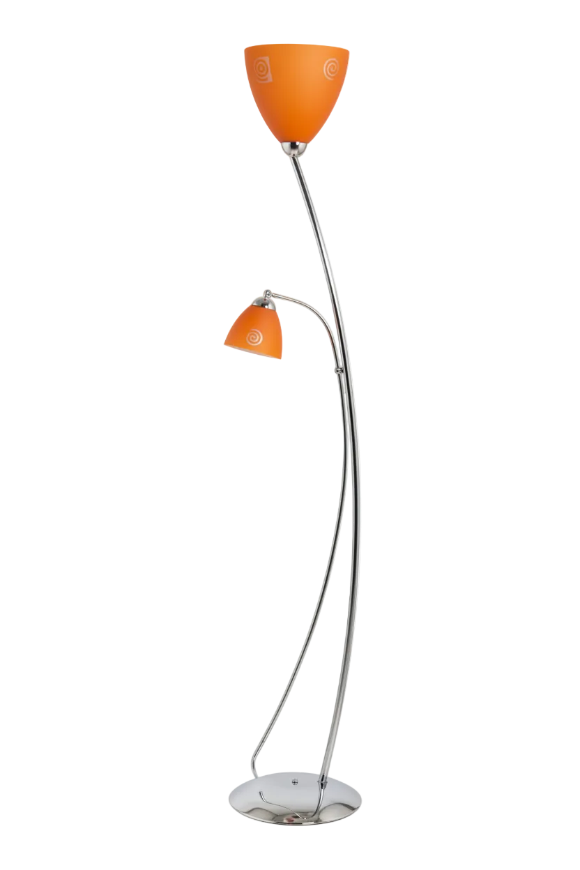 Stojací lampa - chromová noha a oranžová matná