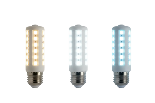Tři svítící LED corn žárovky 3000K 4500K 6000K